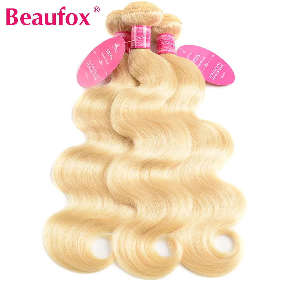 Beaufox 1/3/4 613 Blonde Bundles Brazilian Hair Weave Body Wave Bundles 100% Remy Human Hair Bundles 613 Hair Extension