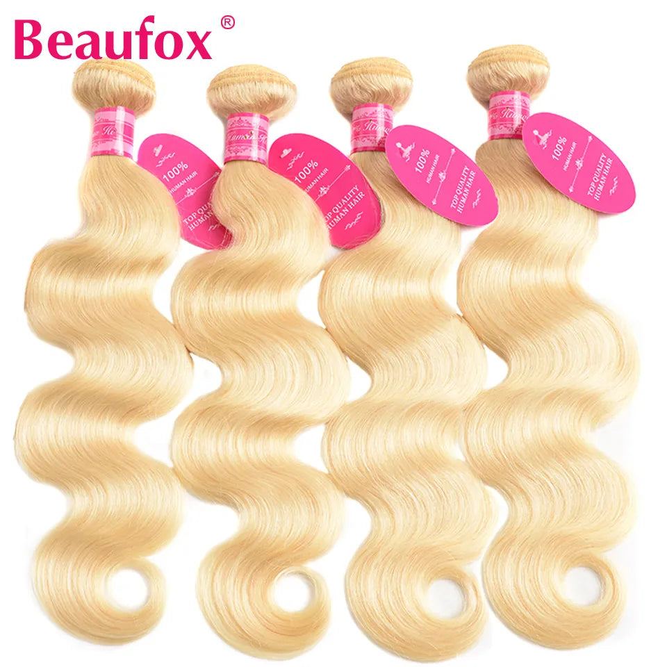 Beaufox 1/3/4 613 Blonde Bundles Brazilian Hair Weave Body Wave Bundles 100% Remy Human Hair Bundles 613 Hair Extension