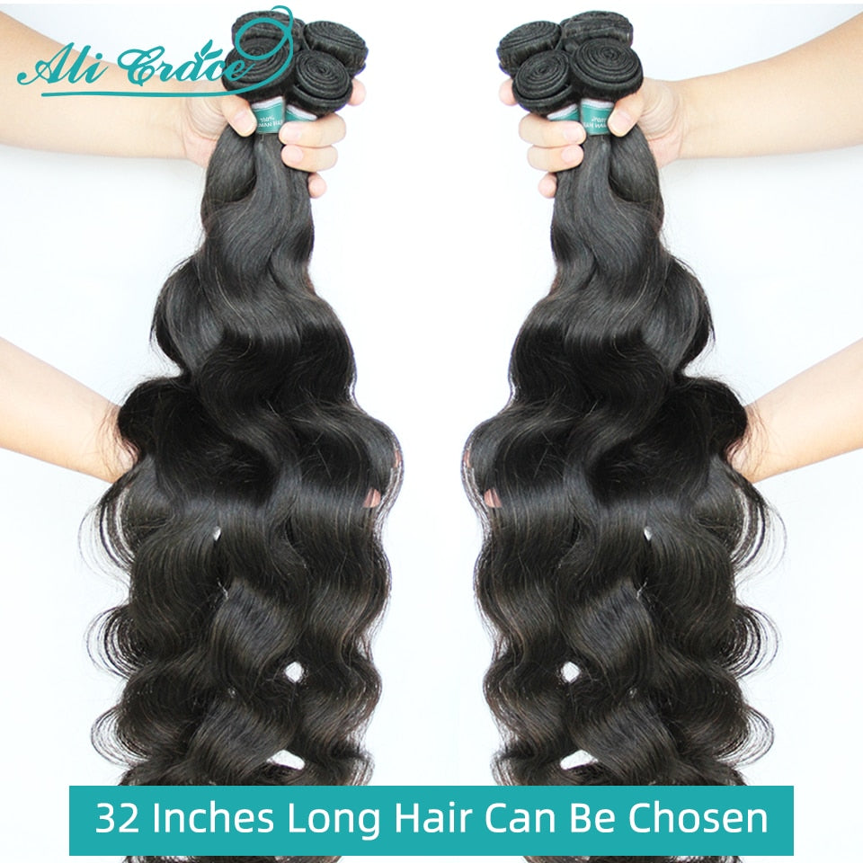 Ali Grace Hair Body Wave Bundles 1/3/4 Pcs Double Weft 100% Remy Human Hair Bundles Brazilian 30 inch Body Wave Hair Extension