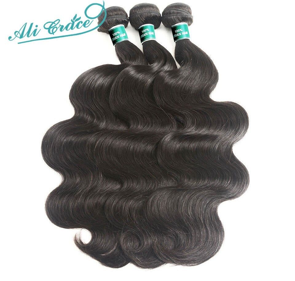 Ali Grace Hair Body Wave Bundles 1/3/4 Pcs Double Weft 100% Remy Human Hair Bundles Brazilian 30 inch Body Wave Hair Extension