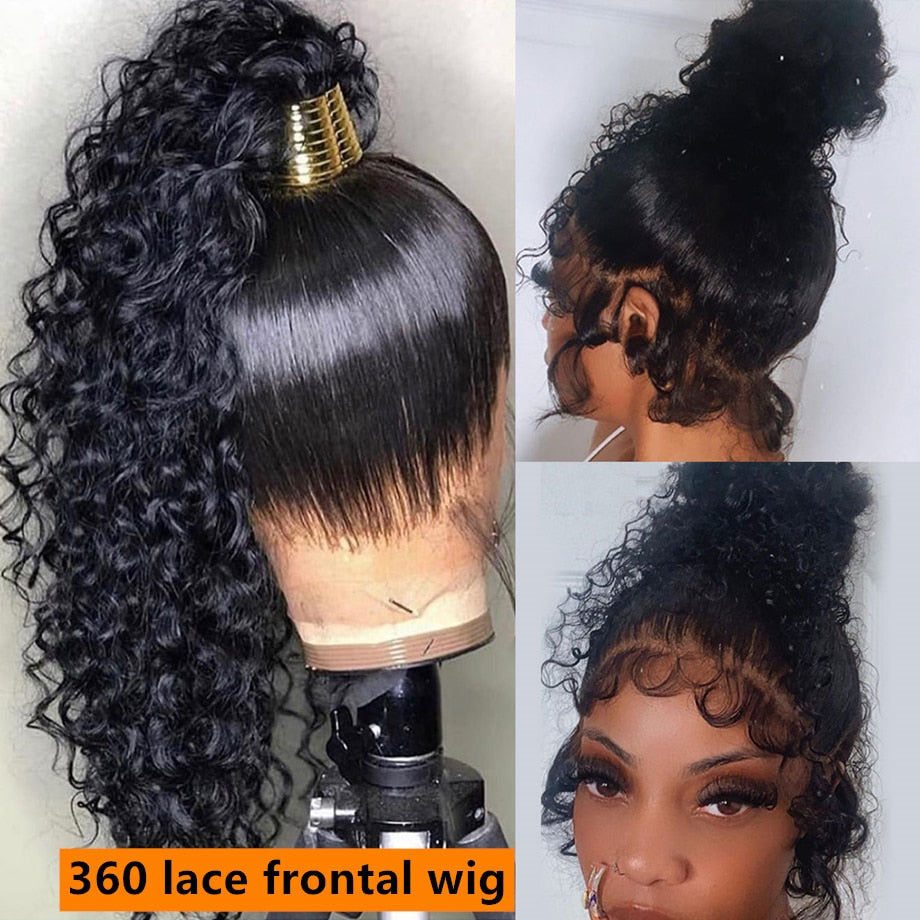 360 Lace Frontal Wig Brazilian Deep Wave 13x4 Lace Front Wig Hd Transparent Curly Full Lace Wigs Water Wave Human Hair For Women
