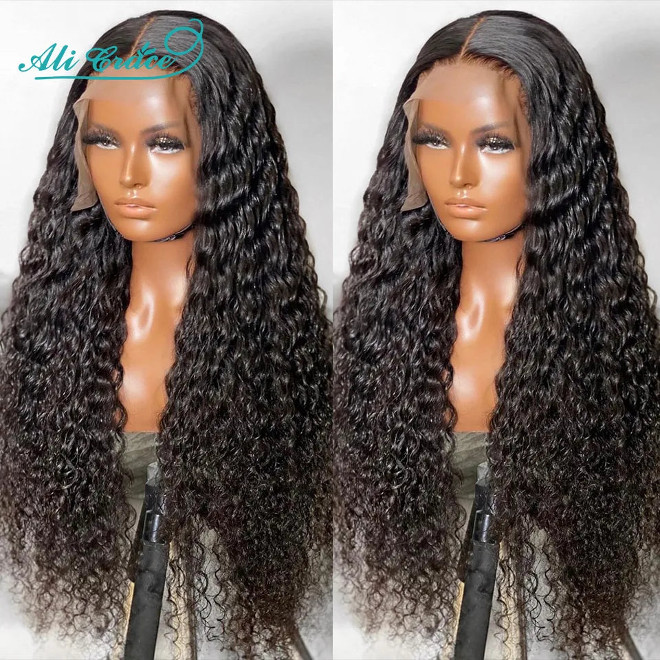 Ali Grace Wigs Brazilian Kinky Curly Human Hair Wigs Pre Plucked 13x6 Lace Frontal Wig Remy Hair Deep Curly Lace Front Wigs